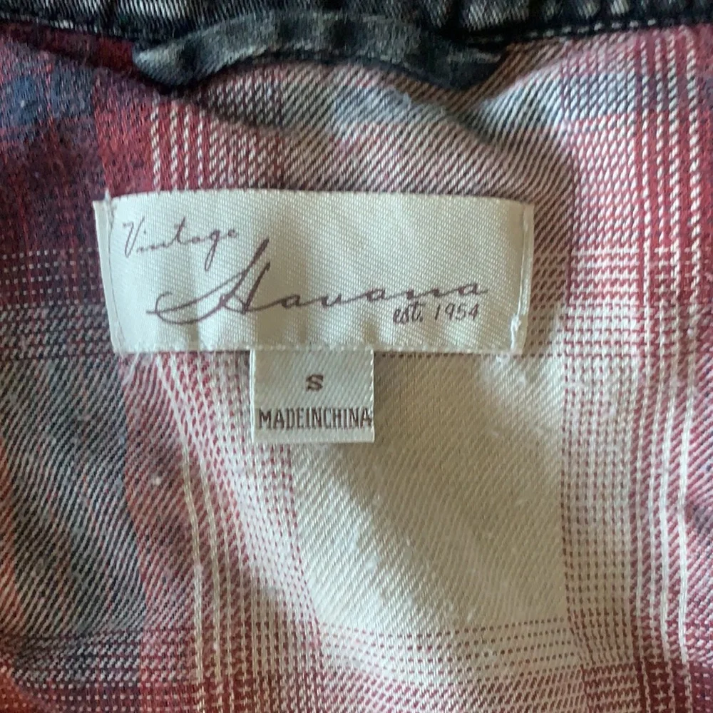 Vintage Havana Acid Wash Denim Jacket Small Black Flannel Lined Lace Up